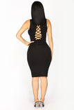 Trey Lace Up Dress - Black