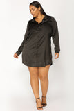 Camden Satin Shirt Dress - Black