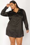 Camden Satin Shirt Dress - Black