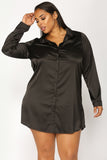Camden Satin Shirt Dress - Black