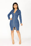 Street Talk Denim Dress - Dark