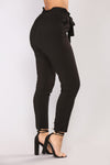 Classic Paper Bag Waist Pants - Black