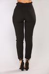 Classic Paper Bag Waist Pants - Black