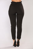Classic Paper Bag Waist Pants - Black