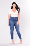 Classic High Waist Skinny Jeans - Medium Blue Wash