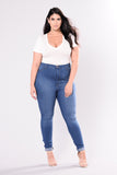 Classic High Waist Skinny Jeans - Medium Blue Wash