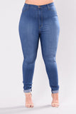 Classic High Waist Skinny Jeans - Medium Blue Wash