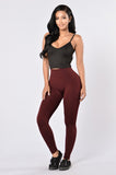 Yes Fleece Leggings - Burgundy