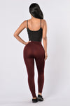 Yes Fleece Leggings - Burgundy