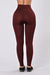 Yes Fleece Leggings - Burgundy