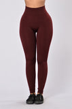 Yes Fleece Leggings - Burgundy