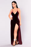 Angelique Velvet Maxi Dress - Dark Burgundy