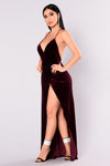 Angelique Velvet Maxi Dress - Dark Burgundy