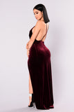 Angelique Velvet Maxi Dress - Dark Burgundy