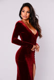 Love Sex Magic Velvet Dress - Wine