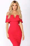 Lyla Off Shoulder Dress - Red