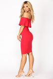 Lyla Off Shoulder Dress - Red