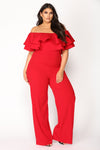Ready To Ruffle Jumpsuit - Red