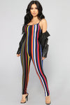 Stripe Season Jumpsuit - Black/Multi