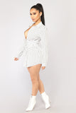 Well Suited Striped Shirt Dress - White