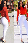 Super High Waist Denim Skinnies - White