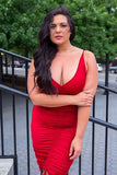 Shanghai Ruched Dress - Burgundy